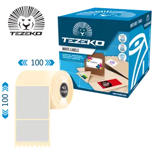 100 mm x 100 mm Műanyag Tekercses etikett címke Ezüst ( 400 címke/tekercs )