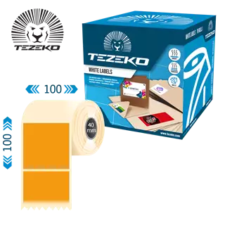 100 mm x 100 mm Műanyag Tekercses etikett címke NARANCS ( 500 címke/tekercs )