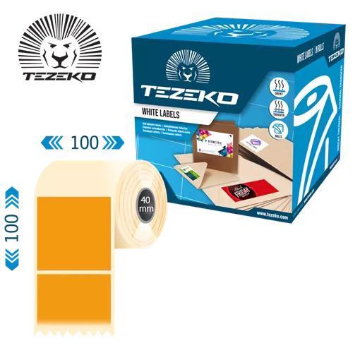 100 mm x 100 mm Műanyag Tekercses etikett címke NARANCS ( 500 címke/tekercs )