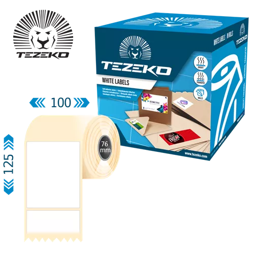 100 mm x 125 mm Papír Tekercses etikett címke Fehér ( 1500 címke/tekercs )