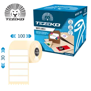 100 mm x 30 mm Műanyag Tekercses etikett címke Fehér ( 5000 címke/tekercs )