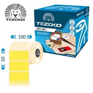 100 mm x 50 mm Papír Tekercses etikett címke Sárga ( 3000 címke/tekercs )