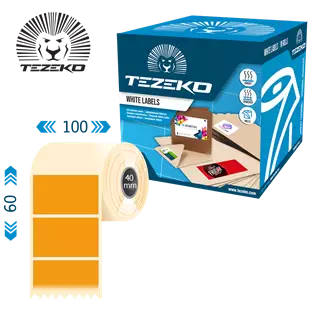 100 mm x 60 mm Műanyag Tekercses etikett címke Narancs ( 1000 címke/tekercs )
