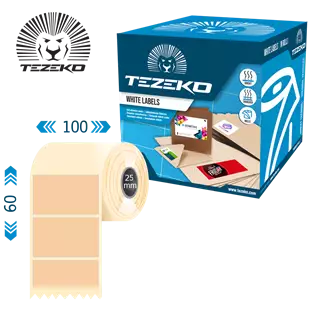 100 mm x 60 mm Papír Tekercses etikett címke Bézs ( 1000 címke/tekercs )