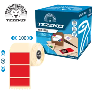 100 mm x 60 mm Papír Tekercses etikett címke Piros ( 1000 címke/tekercs )