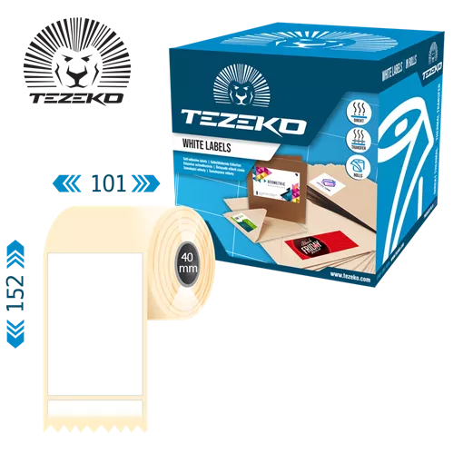 101.6 mm x 152.4 mm Műanyag Tekercses etikett címke Fehér ( 250 címke/tekercs )