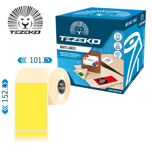 101.6 mm x 152.4 mm Papír Tekercses etikett címke Sárga ( 400 címke/tekercs )