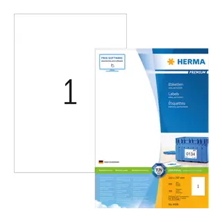 210 mm x 297 mm Papír Íves etikett címke Herma Fehér ( 100 ív/doboz )