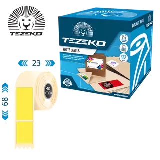 23 mm x 68 mm Műanyag Tekercses etikett címke Sárga ( 1000 címke/tekercs )