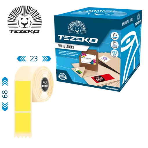 23 mm x 68 mm Műanyag Tekercses etikett címke Sárga ( 1000 címke/tekercs )