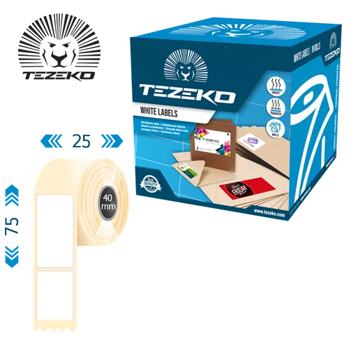 25 mm x 75 mm Direkt termál Tekercses etikett címke Fehér ( 800 címke/tekercs )