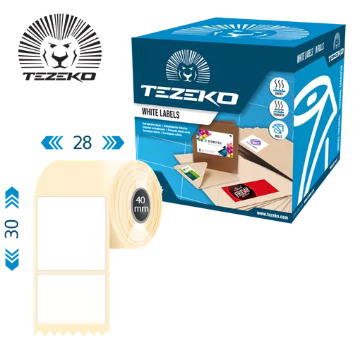 28 mm x 30 mm Direkt termál Tekercses etikett címke Fehér ( 1000 címke/tekercs )