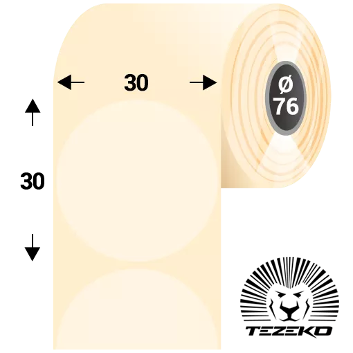 30 mm x 30 mm Műanyag Tekercses etikett címke Transzparens ( 5500 címke/tekercs )