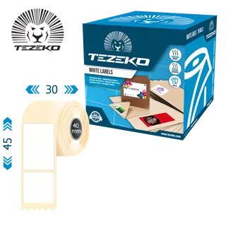 30 mm x 45 mm Műanyag Tekercses etikett címke Fehér ( 1500 címke/tekercs )
