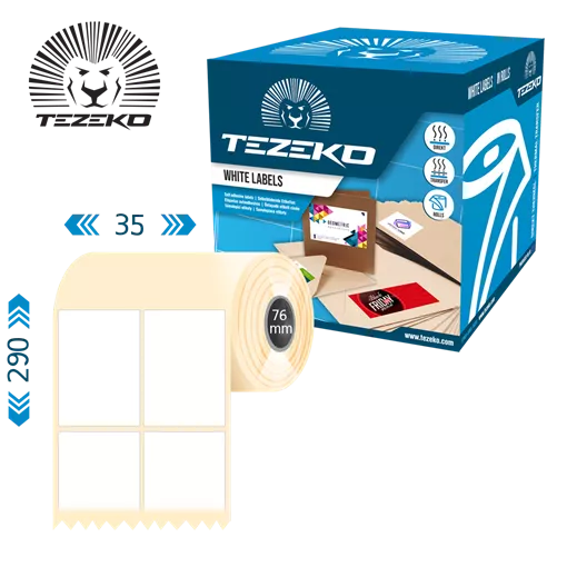35 mm x 290 mm Műanyag Tekercses etikett címke Fehér ( 1200 címke/tekercs )