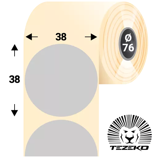 38 mm x 38 mm Műanyag Tekercses etikett címke Ezüst ( 2500 címke/tekercs )