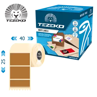 40 mm x 25 mm Papír Tekercses etikett címke Barna ( 2500 címke/tekercs )