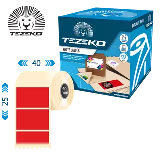40 mm x 25 mm Papír Tekercses etikett címke Piros ( 2500 címke/tekercs )