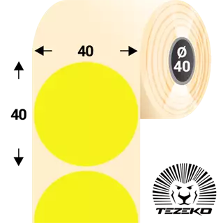 40 mm x 40 mm Papír Tekercses etikett címke Fluo sárga ( 1100 címke/tekercs )
