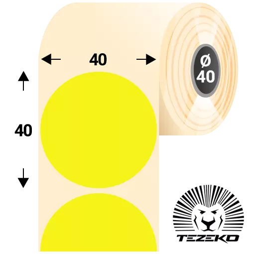 40 mm x 40 mm Papír Tekercses etikett címke Fluo sárga ( 1100 címke/tekercs )