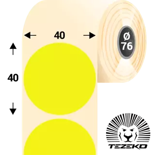 40 mm-es kör, papír címke, fluo citrom színű (5500 címke/tekercs)