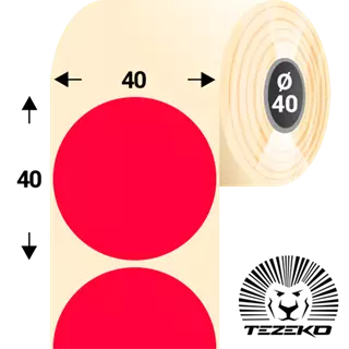 40 mm x 40 mm Papír Tekercses etikett címke Fluo piros ( 1100 címke/tekercs )