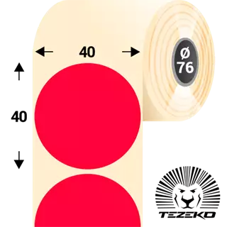 40 mm x 40 mm Papír Tekercses etikett címke Fluo piros ( 2750 címke/tekercs )
