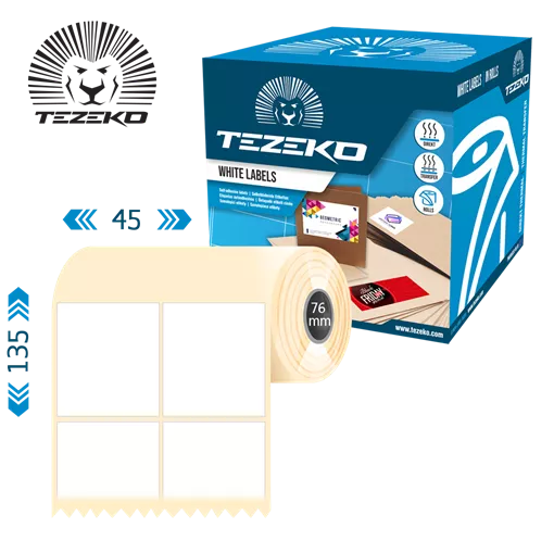 45 mm x 135 mm Papír Tekercses etikett címke Fehér ( 2800 címke/tekercs )