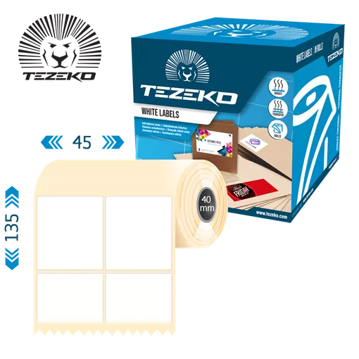 45 mm x 135 mm Papír Tekercses etikett címke Fehér ( 700 címke/tekercs )