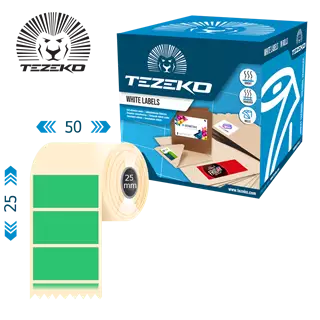 50 mm x 25 mm Direkt termál Tekercses etikett címke Zöld ( 2500 címke/tekercs )