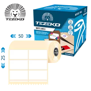 50 mm x 25 mm Műanyag Tekercses etikett címke Fehér ( 5000 címke/tekercs )