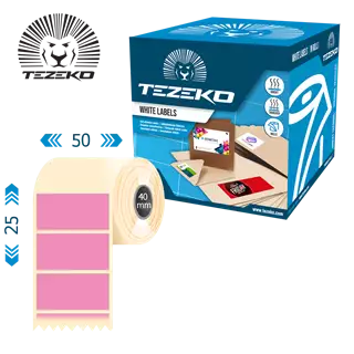 50 mm x 25 mm Műanyag Tekercses etikett címke Rózsaszín ( 1200 címke/tekercs )