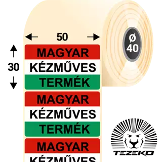 Magyar Kézműves Termék etikett címke, 50 * 30 mm-es (1000 db/tekercs)