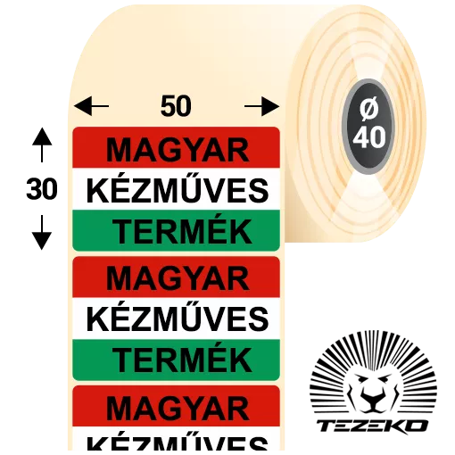 Magyar Kézműves Termék etikett címke, 50 * 30 mm-es (1000 db/tekercs)