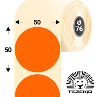 50 mm x 50 mm Papír Tekercses etikett címke Fluo narancs ( 3350 címke/tekercs )