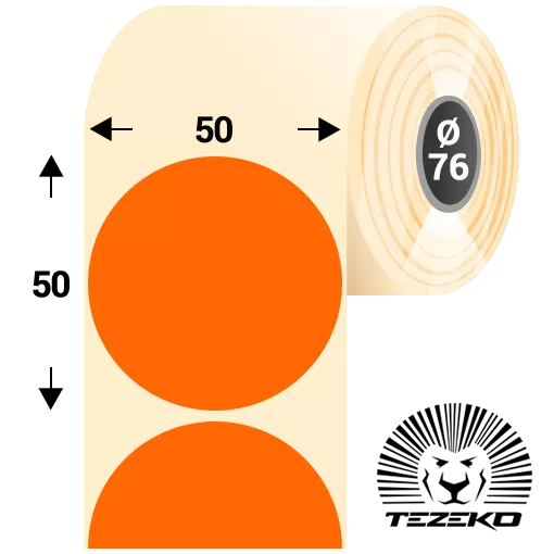 50 mm x 50 mm Papír Tekercses etikett címke Fluo narancs ( 3350 címke/tekercs )