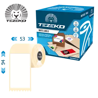53 mm x 94 mm Papír Tekercses etikett címke Fehér ( 2000 címke/tekercs )