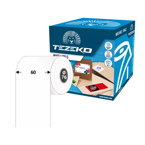 60 mm Textil Folyamatos kellékanyag Tezeko Fehér 200 m