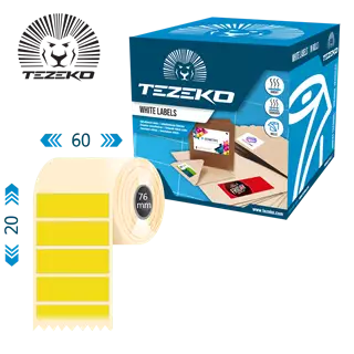 60 mm x 20 mm Papír Tekercses etikett címke Sárga ( 5000 címke/tekercs )