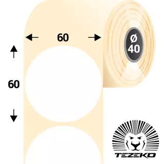 60 mm x 60 mm Műanyag Tekercses etikett címke Fehér ( 1000 címke/tekercs )