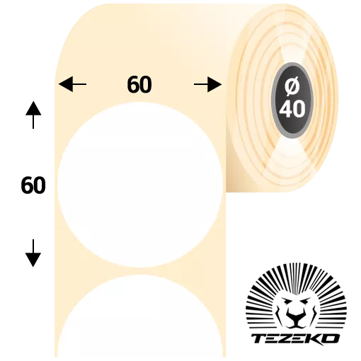 60 mm x 60 mm Műanyag Tekercses etikett címke Fehér ( 1000 címke/tekercs )