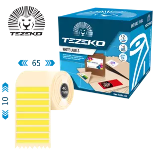 65 mm x 10 mm Papír Tekercses etikett címke Sárga ( 5000 címke/tekercs )