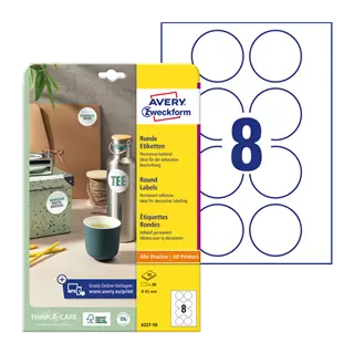 65 mm x 65 mm Papír Íves etikett címke Avery Zweckform Fehér ( 10 ív/doboz )