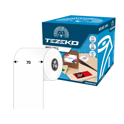 70 mm Direkt termál Folyamatos kellékanyag Tezeko Fehér ( 200 m )