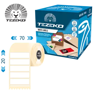 70 mm x 20 mm Műanyag Tekercses etikett címke Fehér ( 3000 címke/tekercs )