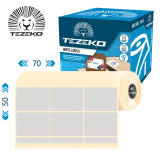 70 mm x 50 mm Műanyag Tekercses etikett címke Ezüst ( 500 címke/tekercs )