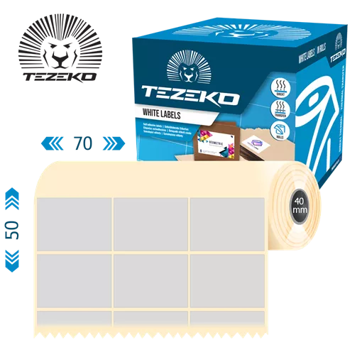 70 mm x 50 mm Műanyag Tekercses etikett címke Ezüst ( 500 címke/tekercs )