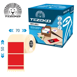 70 mm x 50 mm Papír Tekercses etikett címke PIROS ( 1400 címke/tekercs )