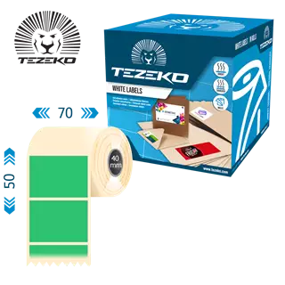 70 mm x 50 mm Papír Tekercses etikett címke ZÖLD ( 1400 címke/tekercs )