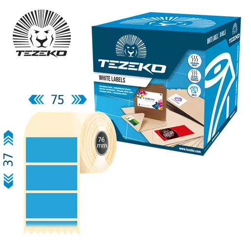 75 mm x 37 mm Direkt termál Tekercses etikett címke Kék ( 1000 címke/tekercs )